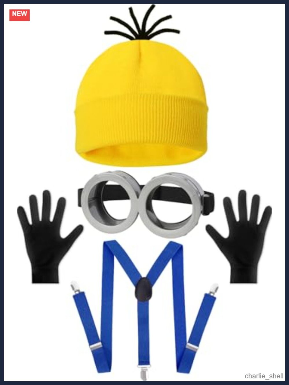 Halloween Costume Accessories 4pc Set Steampunk Goggles Beanie Suspenders Gloves